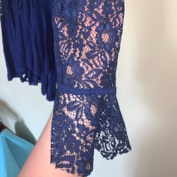 Free People dark blue lace sheer dress size M - Picture 7 of 11
